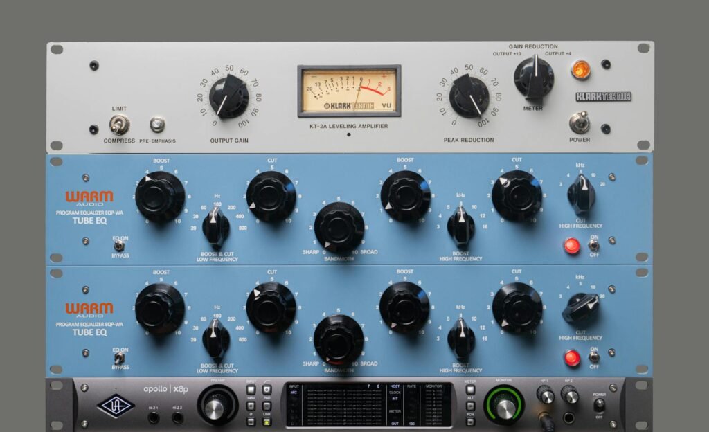 electronic sound processor in music studio